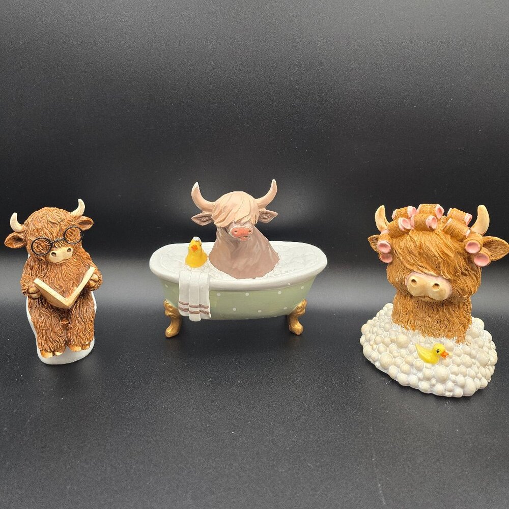 Adorable Highland Cow Bathroom Decor Figurines – Market Square NWT